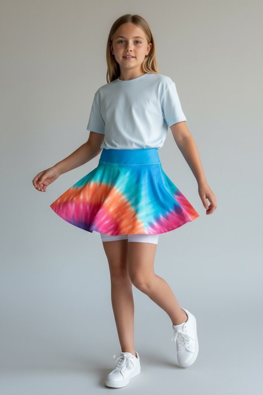 Old Navy Active Girls PowerSoft Skort Tie Dye Rainbow Go-Dry Size L 10-12